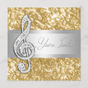 Invitación de clave de sol de música elegante
