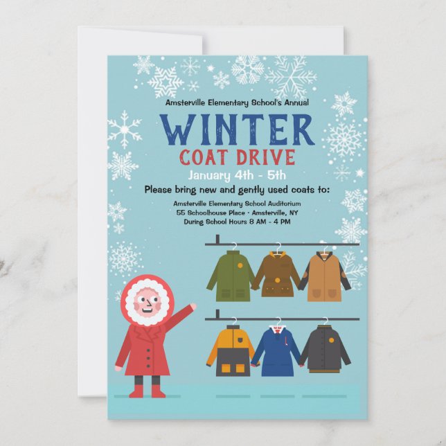 Invitación de Coat Drive para el Invierno (Anverso)