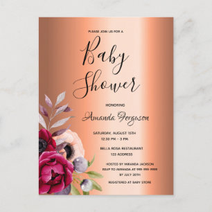 Invitación de cobre de florines de Baby Shower