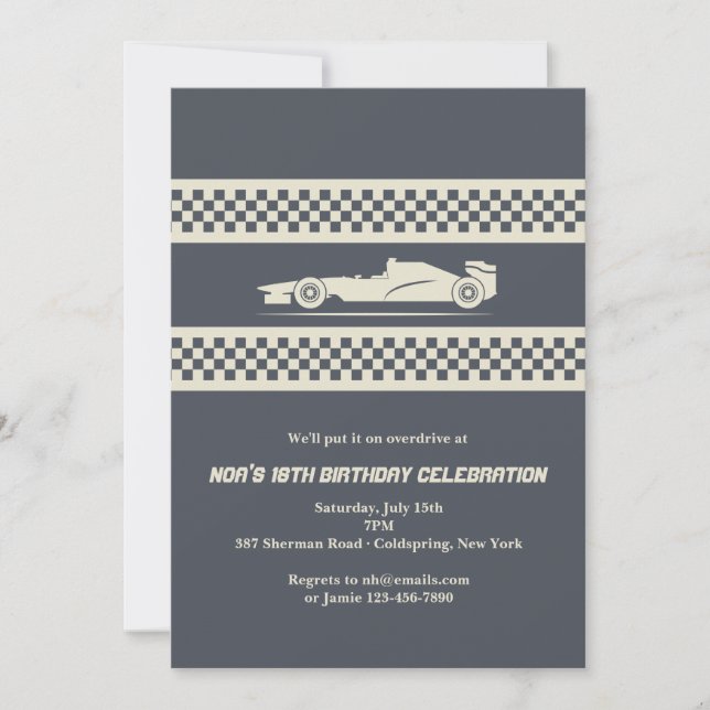 Invitación de Coche de Carreras (Anverso)