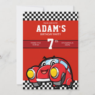 Invitación de coche de carreras para cumpleaños de