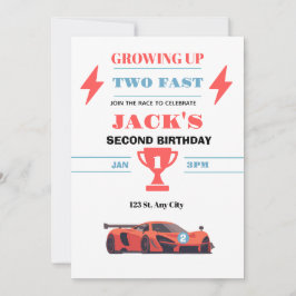 Invitación de coche de carreras para cumpleaños nú
