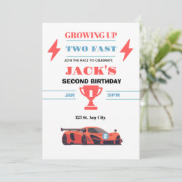 Invitación de coche de carreras para cumpleaños nú