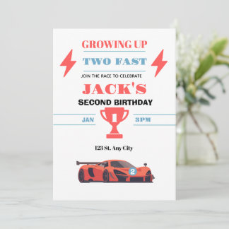 Invitación de coche de carreras para cumpleaños nú