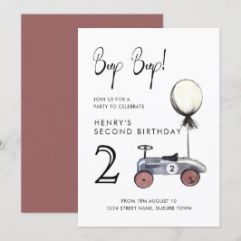 Invitación de coches de carreras Red 2º cumpleaños