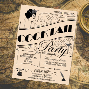 Invitación de cóctel de script caprichoso
