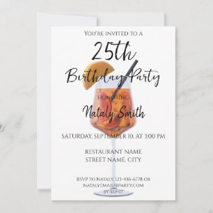 Invitación de cóctel naranja colorida