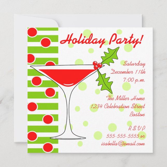 Invitación de cóctel para fiestas de vacaciones (Anverso)