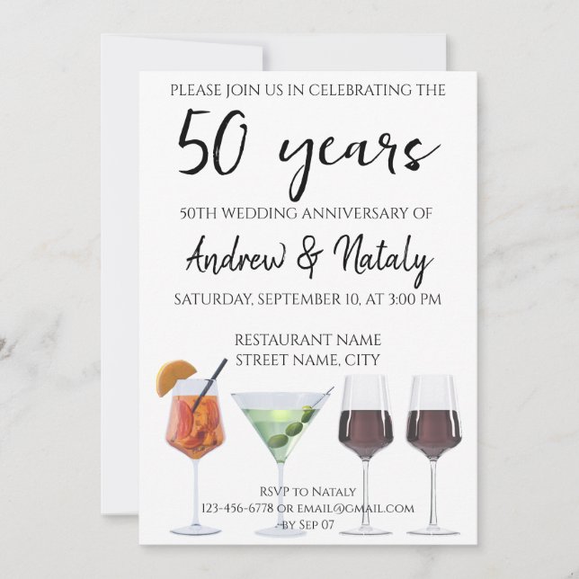 Invitación de cócteles divertidos y coloridos (Anverso)