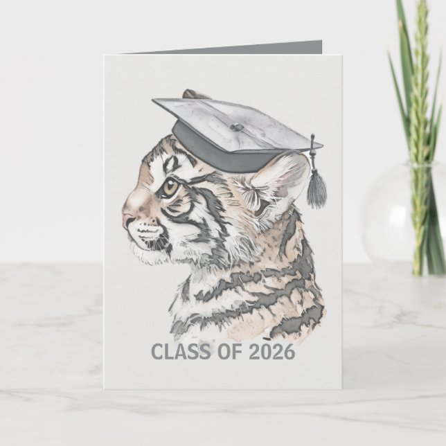 Invitación de código QR de graduación de tigre Agr (Anverso)