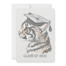 Invitación de código QR de tigre de graduación úni