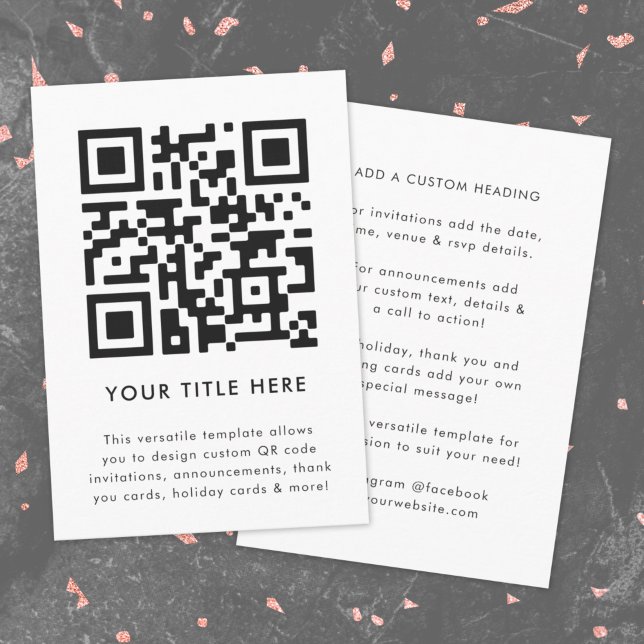 Invitación de Código QR | Invitación Escaneable Ve (Modern smart QR code white invitation template by Guava - versatile, stylish, and customizable)