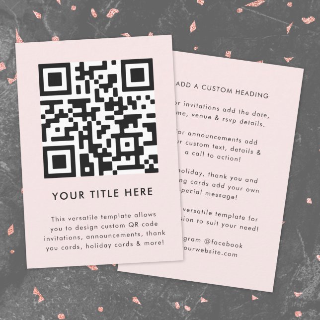 Invitación de código QR | Invitación escaneable ve (Feminine smart QR code pink invitation template by Guava - versatile, stylish, and customizable)