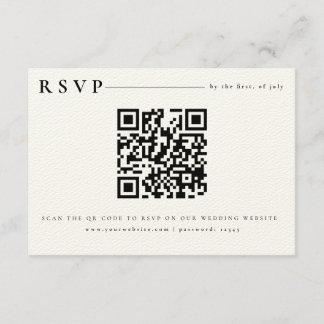 Invitación de código QR RSVP Minimalista blanco mo