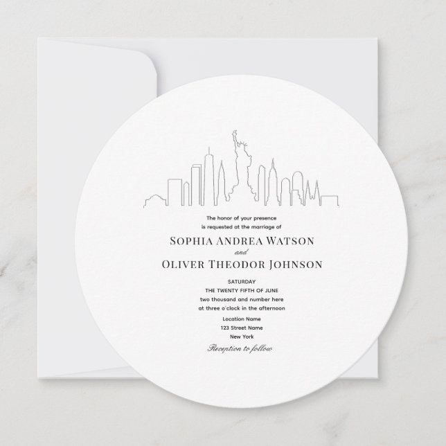 Invitación de código QR única para boda en Nueva Y (Anverso)