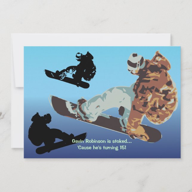 Invitación de cogida de la snowboard del aire (Anverso)