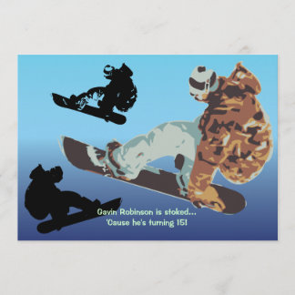 Invitación de cogida de la snowboard del aire