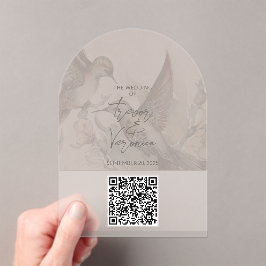 Invitación de colibrí para el código QR del boda