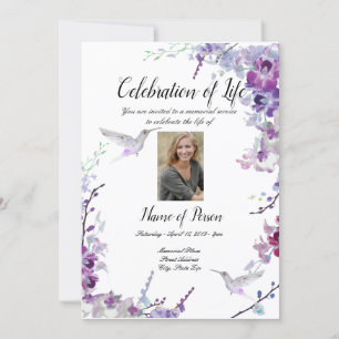 Invitación de colibríes para orquias moradas