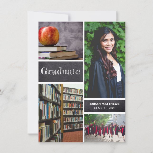 Invitación de collage de fotografías de graduación (Anverso)