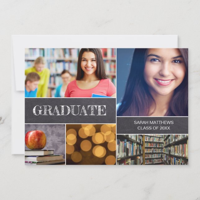Invitación de Collage de fotos de graduación unive (Anverso)