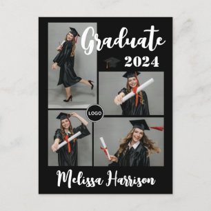 Invitación de Collage de fotos de graduado con log