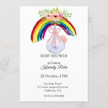 Invitación de color arcoiris a Baby Shower