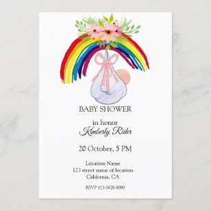 Invitación de color arcoiris a Baby Shower