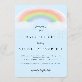 Invitación de color arcoiris a Baby Shower