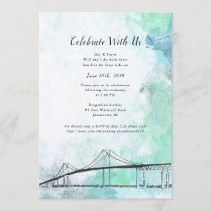 Invitación de color de agua con tema de Newport, R