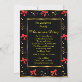 Invitación de color negro rojo fiesta navidades