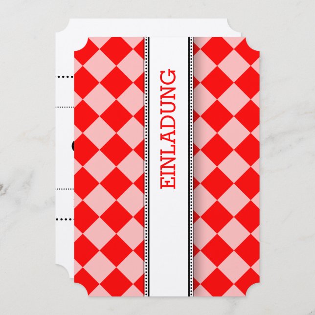 Invitación de color rojo blanco (Anverso / Reverso)