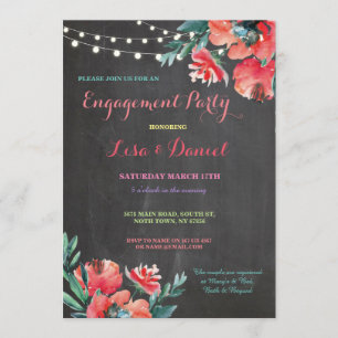 Invitación de color rojo floral del partido de com