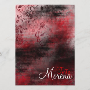 Invitación de color rojo grueso de Swirl