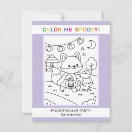 Invitación de colorear de Halloween de animales y