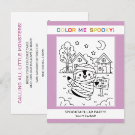 Invitación de colorear de Halloween de pingüino pa