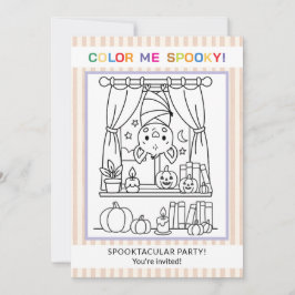 Invitación de colorear de murciélago de Halloween