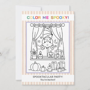Invitación de colorear de murciélago de Halloween 