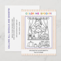 Invitación de colorear de murciélago de Halloween