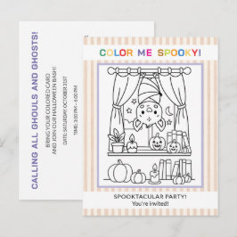 Invitación de colorear de murciélago de Halloween