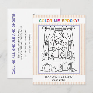 Invitación de colorear de murciélago de Halloween