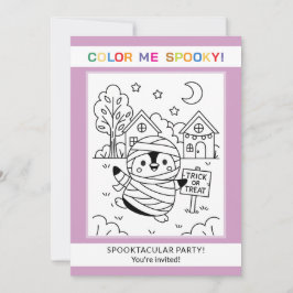 Invitación de coloreo de Halloween de pingüino lin