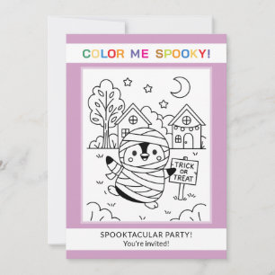 Invitación de coloreo de Halloween de pingüino lin