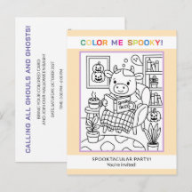 Invitación de coloreo de Halloween para adolescent
