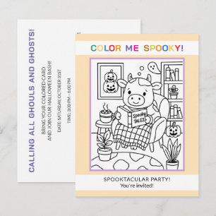 Invitación de coloreo de Halloween para adolescent
