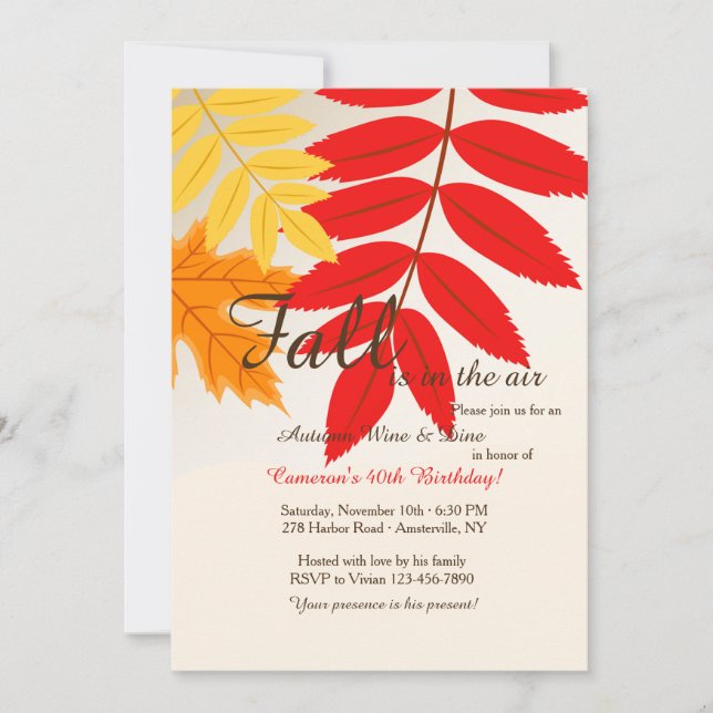 Invitación de colores de otoño (Anverso)