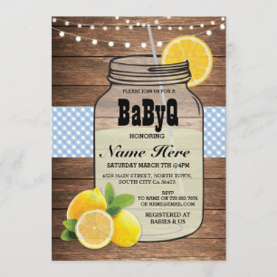 Invitación de comprobación azul de Baby Shower de 