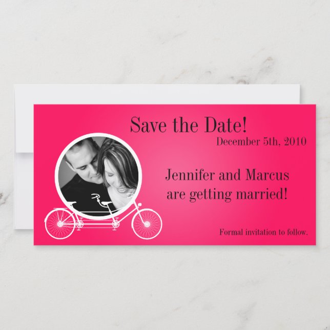 invitación de compromiso 4x8 Bicicleta doble rosa  (Anverso)