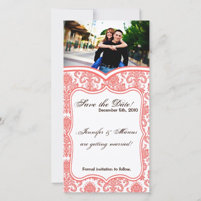 invitación de compromiso 4x8 Cora White Damask Lac (Anverso)