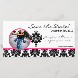 invitación de compromiso 4x8 Damasco negro rosa ca